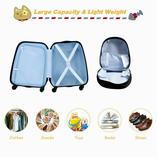 2 Pieces Kids Luggage Set 12 Inch Backpack and 16 Inch Rolling Suitcase - Monsters