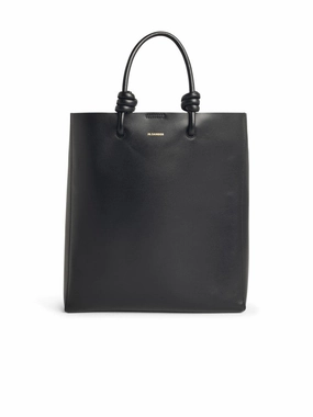 'Tote' Black Leather Crossbody Bag