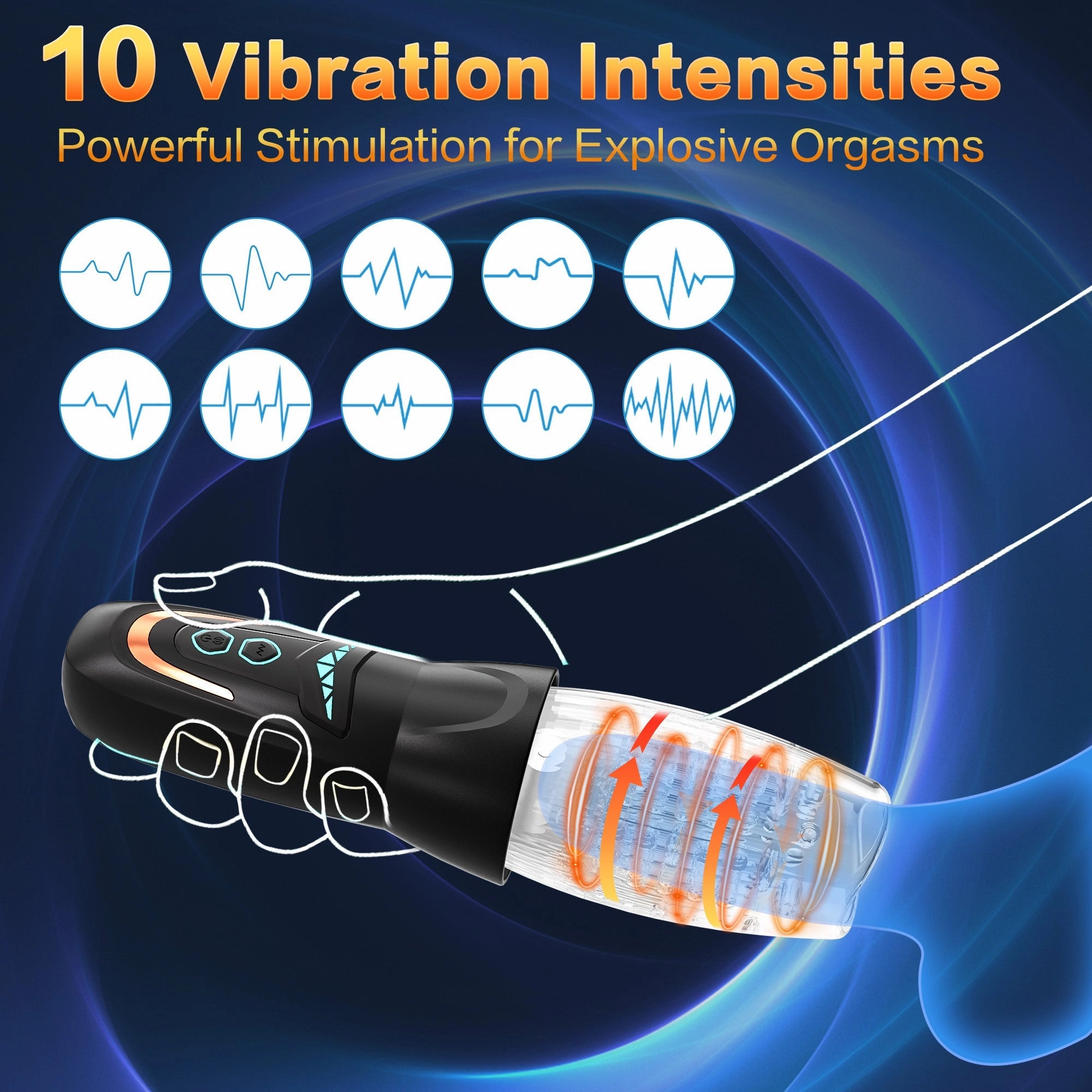 AMOVIBE Male Stroker with 10 Vibration, 8 Thrusting & Rotating Patterns