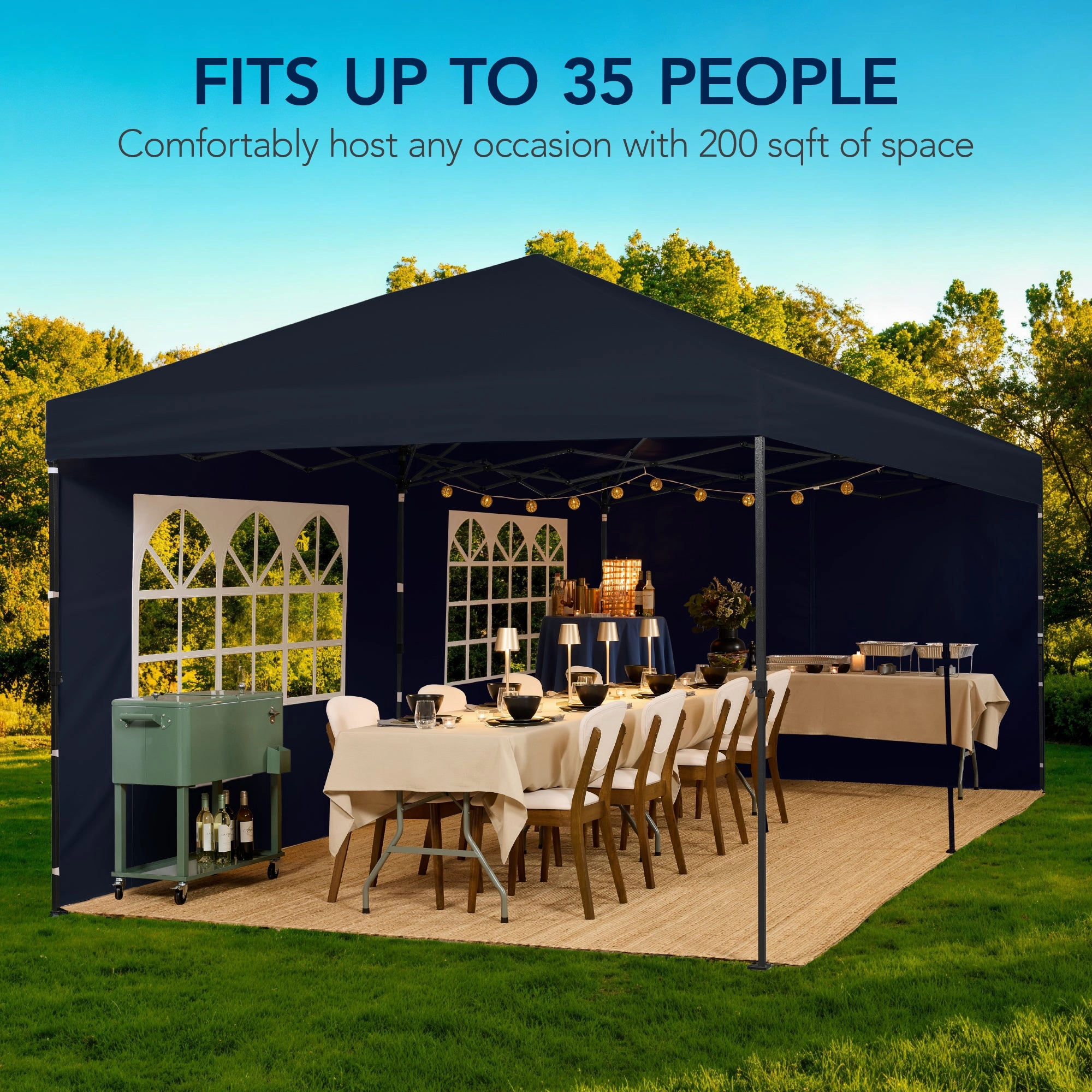 Best Choice Products 10x20ft Party Tent Pop Up Canopy Easy Setup w/ 1-Button Setup, Wheeled Case, 4 Weight Bags - Navy