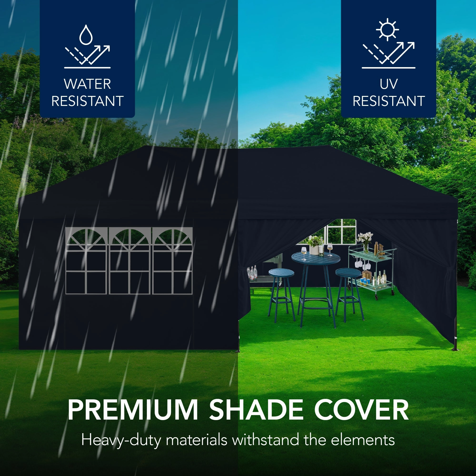 Best Choice Products 10x20ft Party Tent Pop Up Canopy Easy Setup w/ 1-Button Setup, Wheeled Case, 4 Weight Bags - Navy