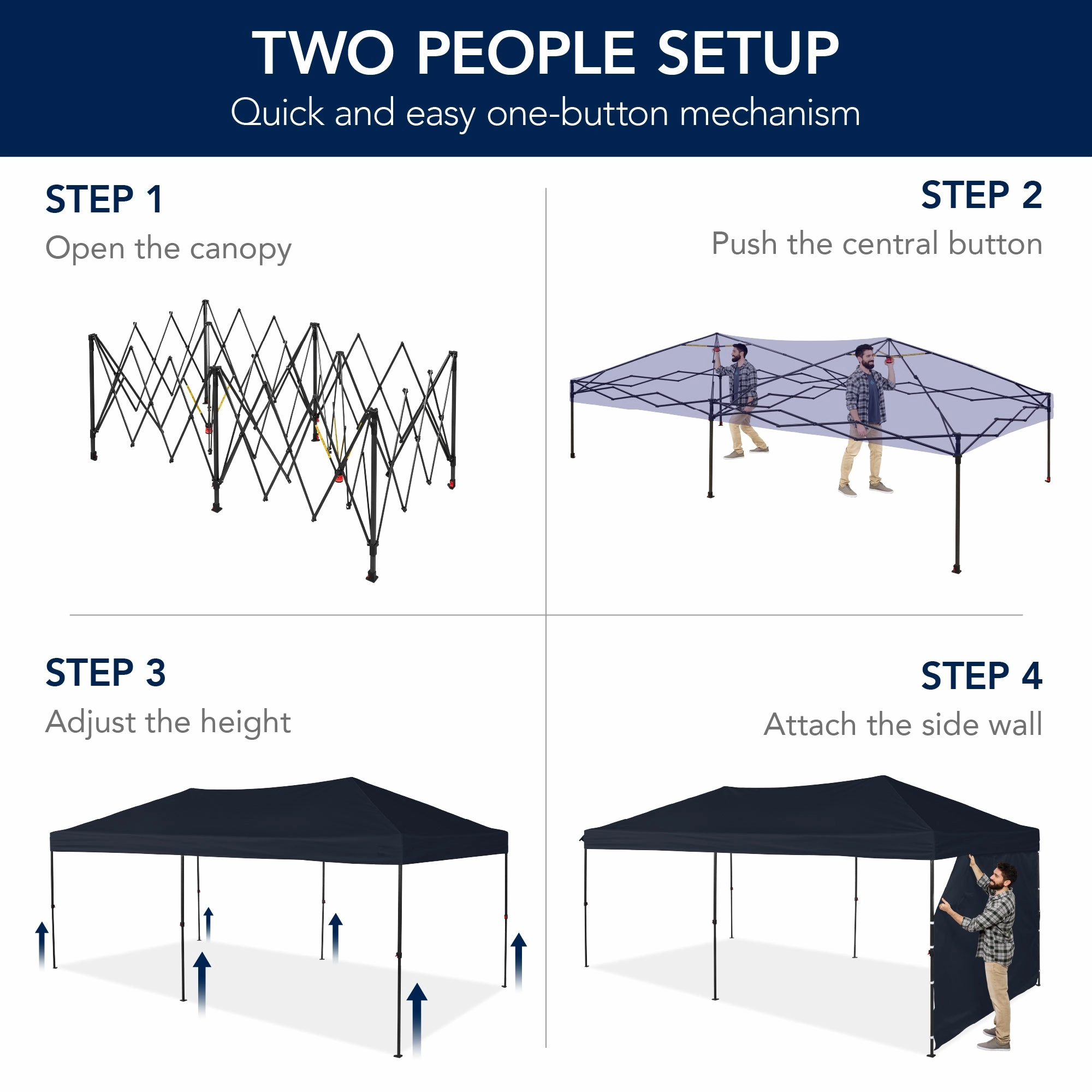 Best Choice Products 10x20ft Party Tent Pop Up Canopy Easy Setup w/ 1-Button Setup, Wheeled Case, 4 Weight Bags - Navy