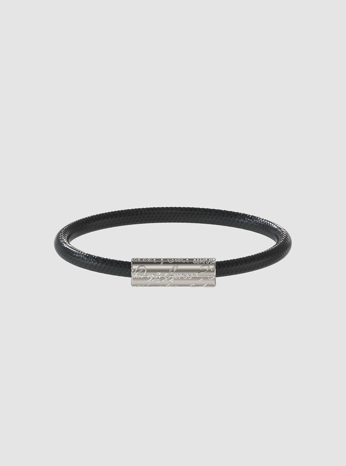 Black Leather Script Bracelet