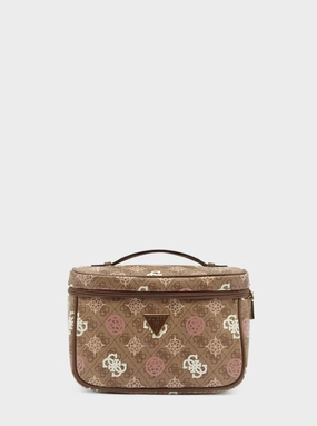 Brown Logo Eliette Toiletry Train Case