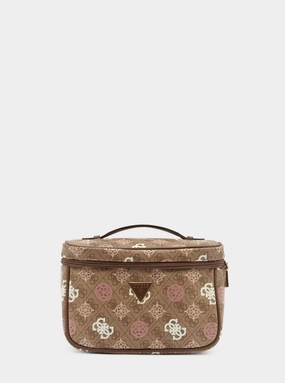 Brown Logo Eliette Toiletry Train Case