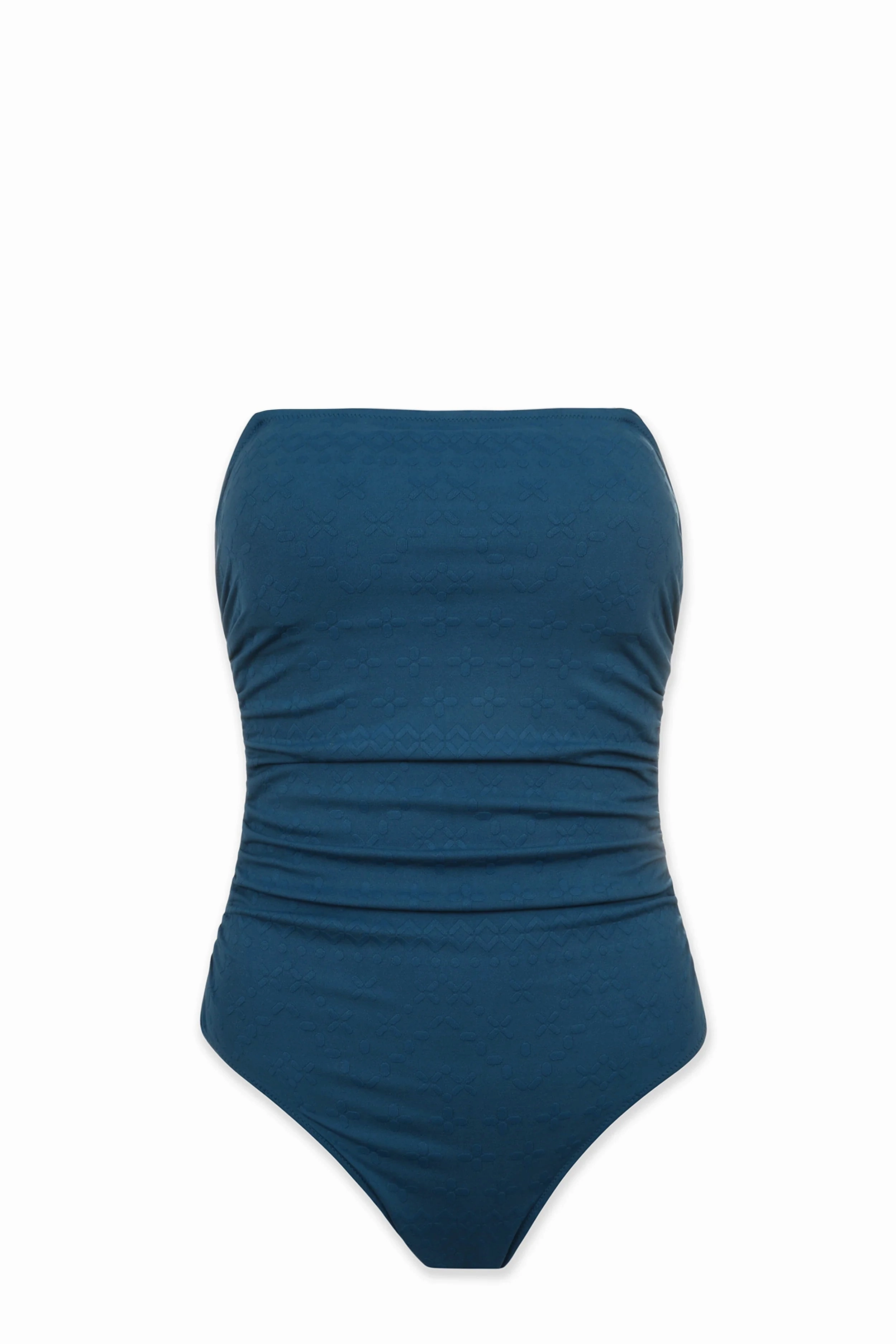 Classic Bandeau One-Piece  |  Jacquard Textured Marine Blue