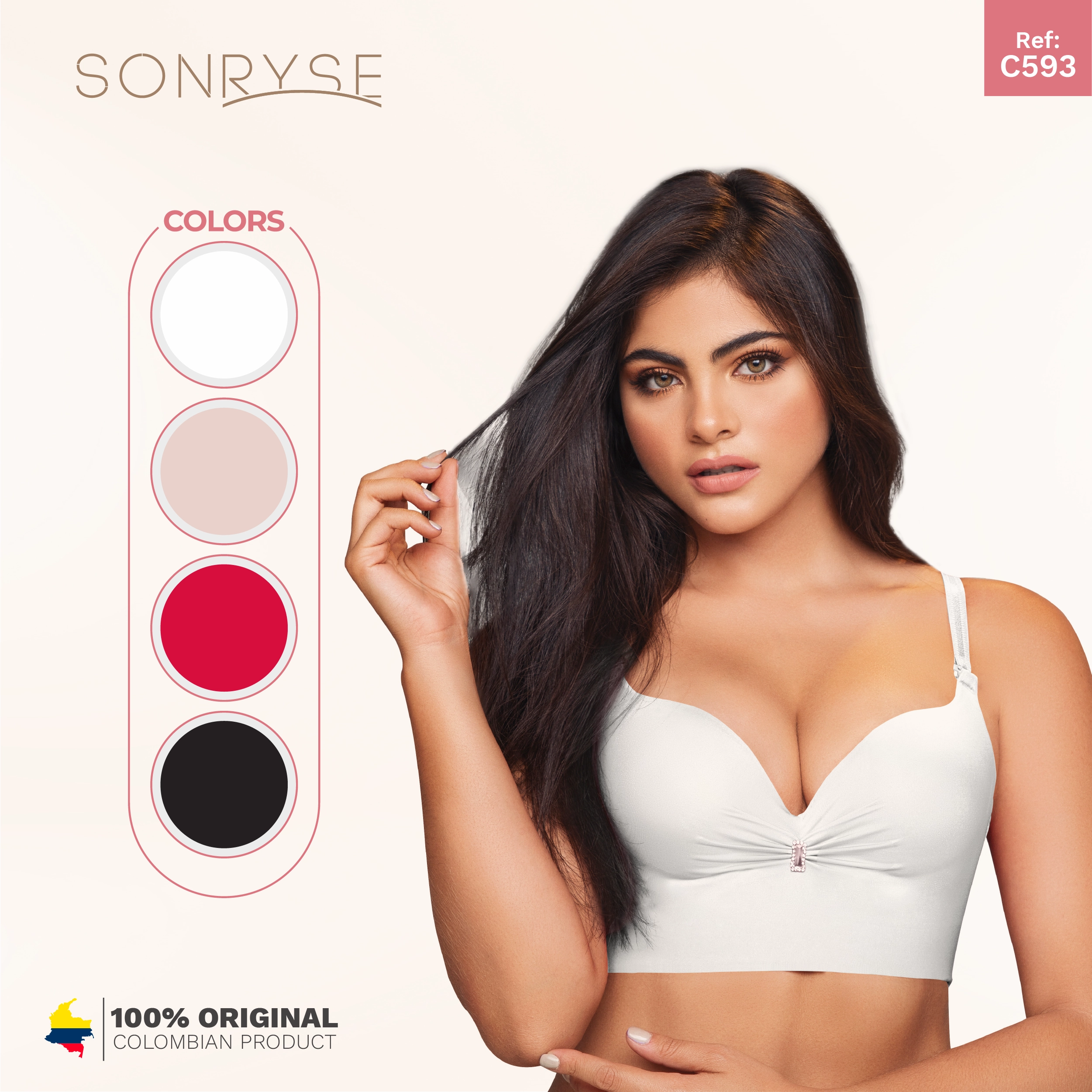 Daily Use Bra Breathable whole cup & Wide seamless back Sonryse C593