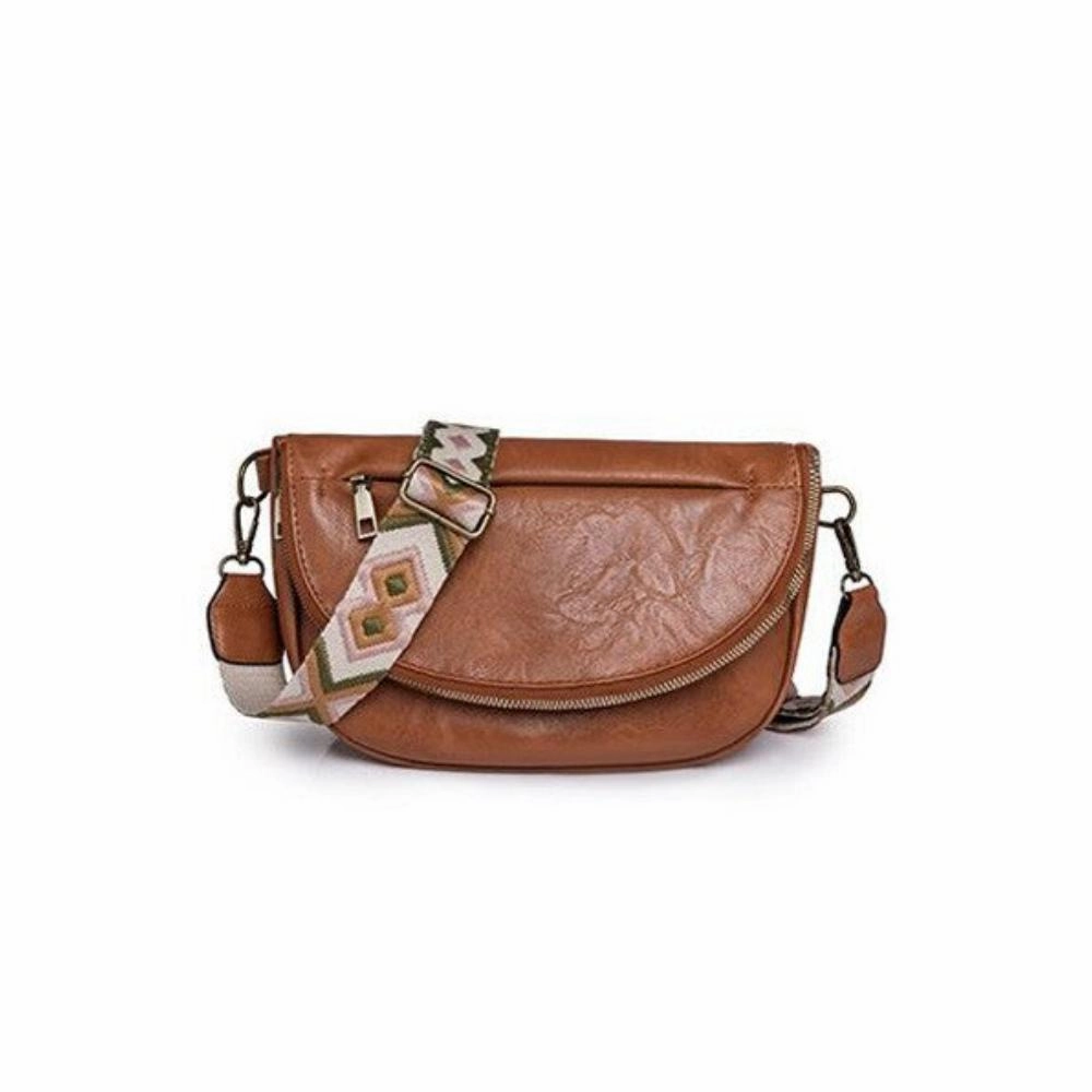 FASHNZFAB Callie Fold Over Leather Crossbody Sling Bag