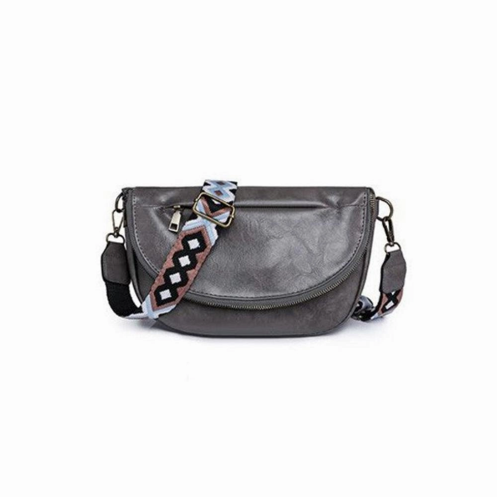 FASHNZFAB Callie Fold Over Leather Crossbody Sling Bag