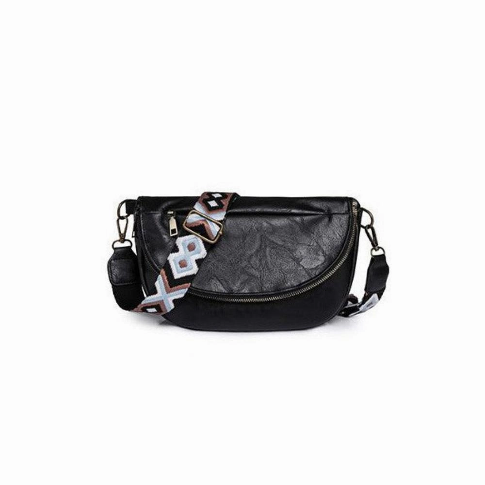 FASHNZFAB Callie Fold Over Leather Crossbody Sling Bag