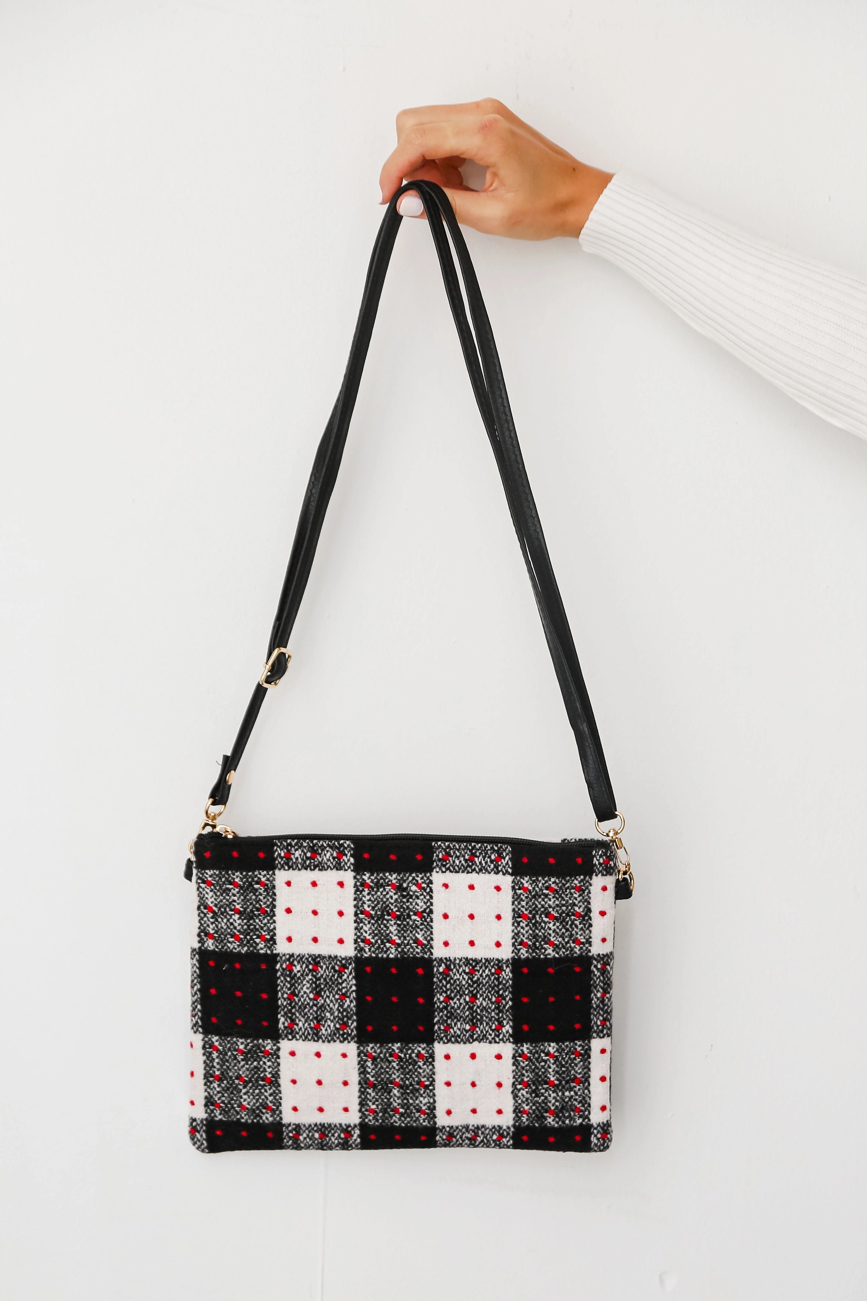 FINAL SALE - All The Feels Black Plaid Crossbody Bag - DOORBUSTER