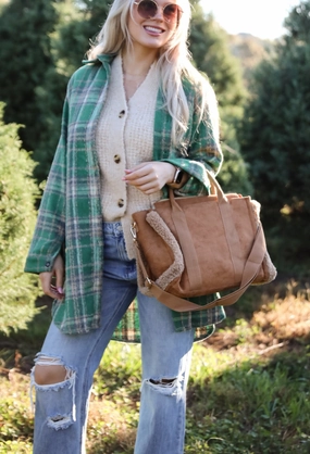 FINAL SALE - Cozy Aesthetic Brown Suede Crossbody Bag
