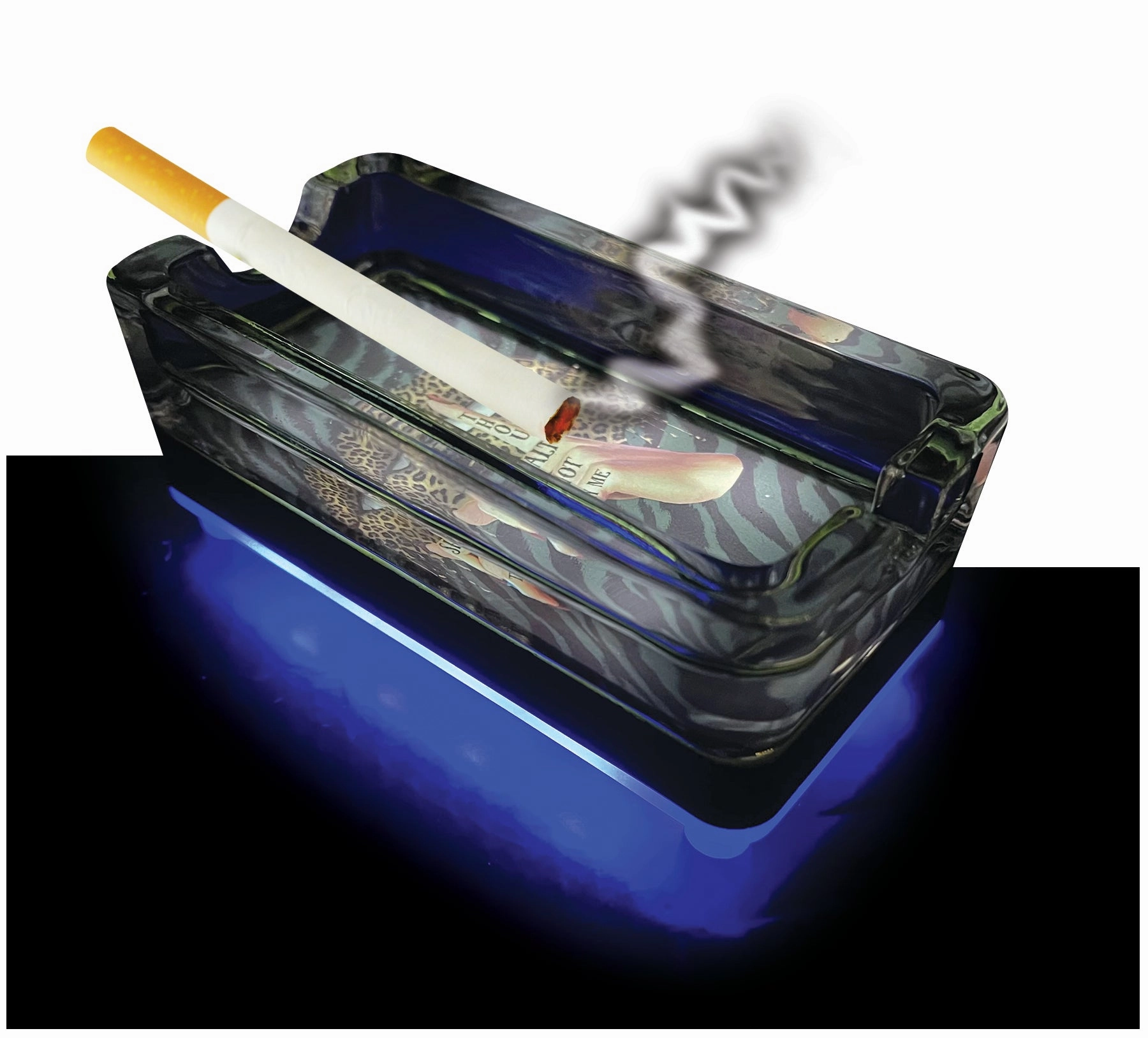 Glass Ashtray with LED Light Design - 6 Pieces Per Retail Ready Display 23103