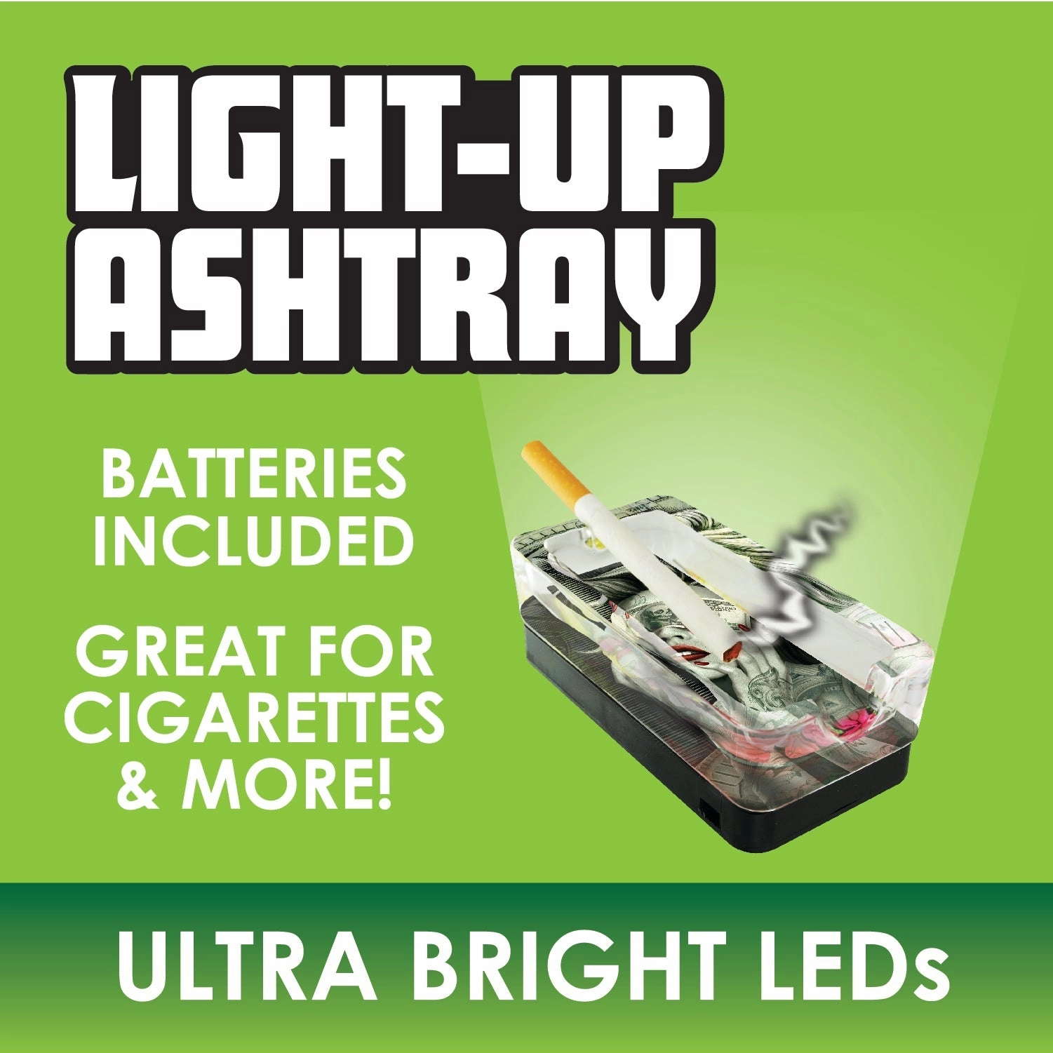 Glass Ashtray with LED Light-Up Design - 4 Pieces Per Retail Ready Display 41493