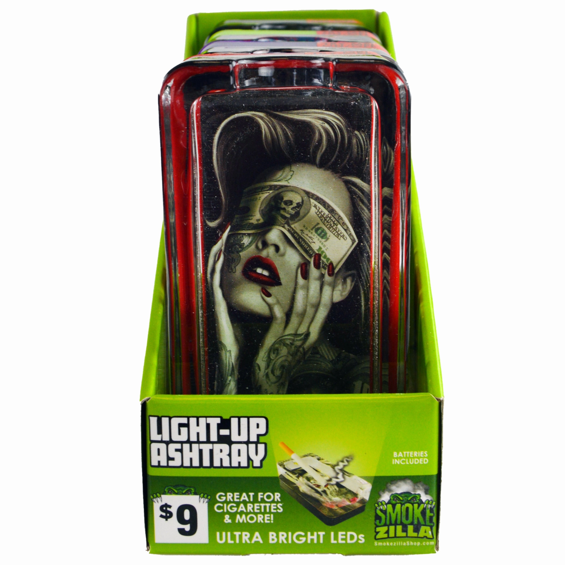 Glass Ashtray with LED Light-Up Design - 4 Pieces Per Retail Ready Display 41493