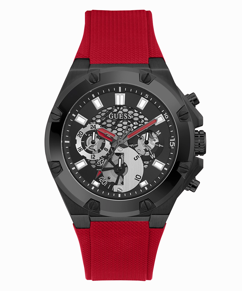 GUESS Mens Red Black Multi-function Watch