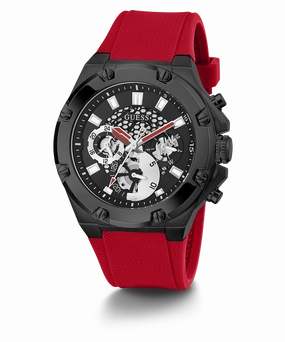 GUESS Mens Red Black Multi-function Watch
