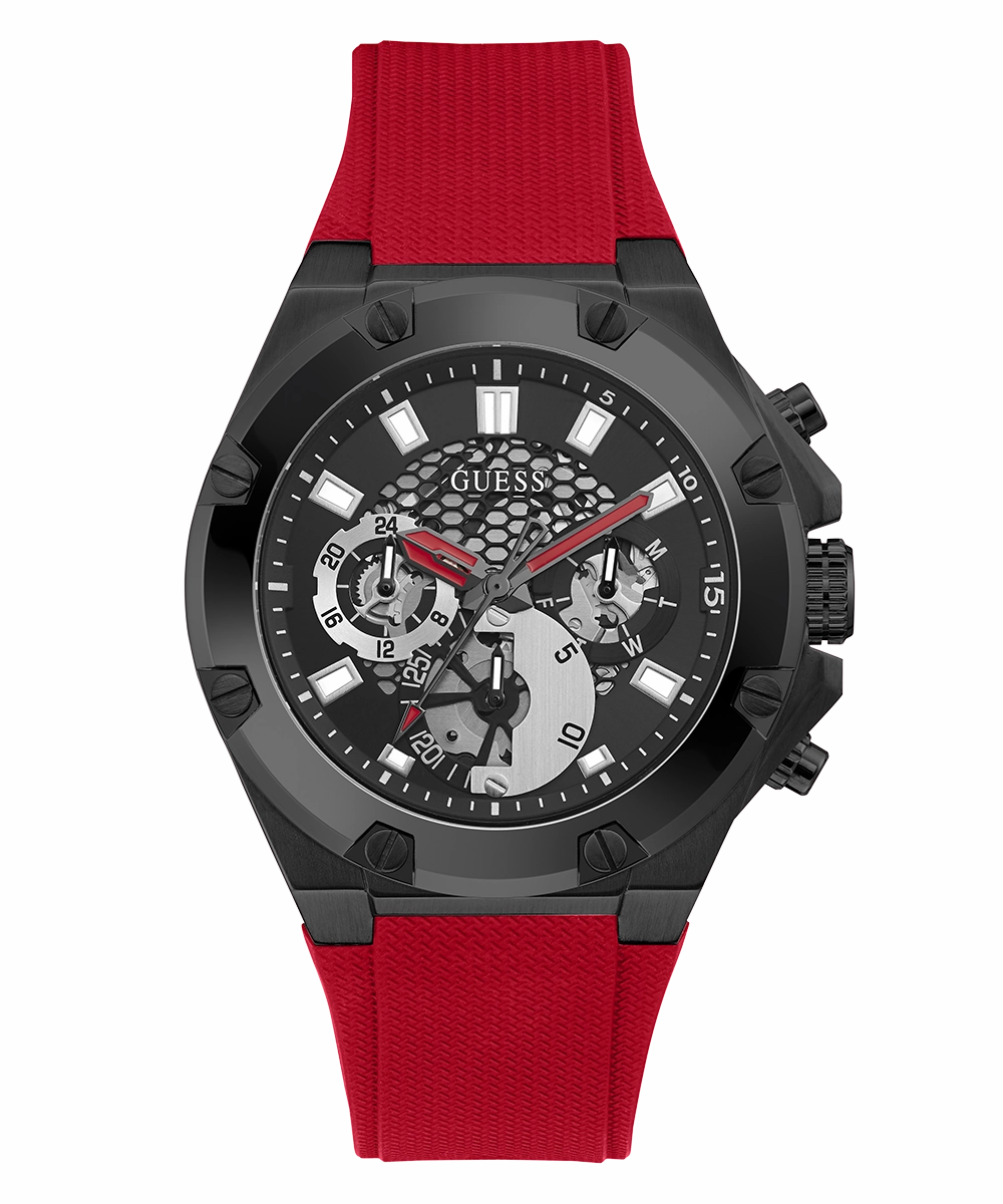 GUESS Mens Red Black Multi-function Watch