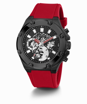 GUESS Mens Red Black Multi-function Watch
