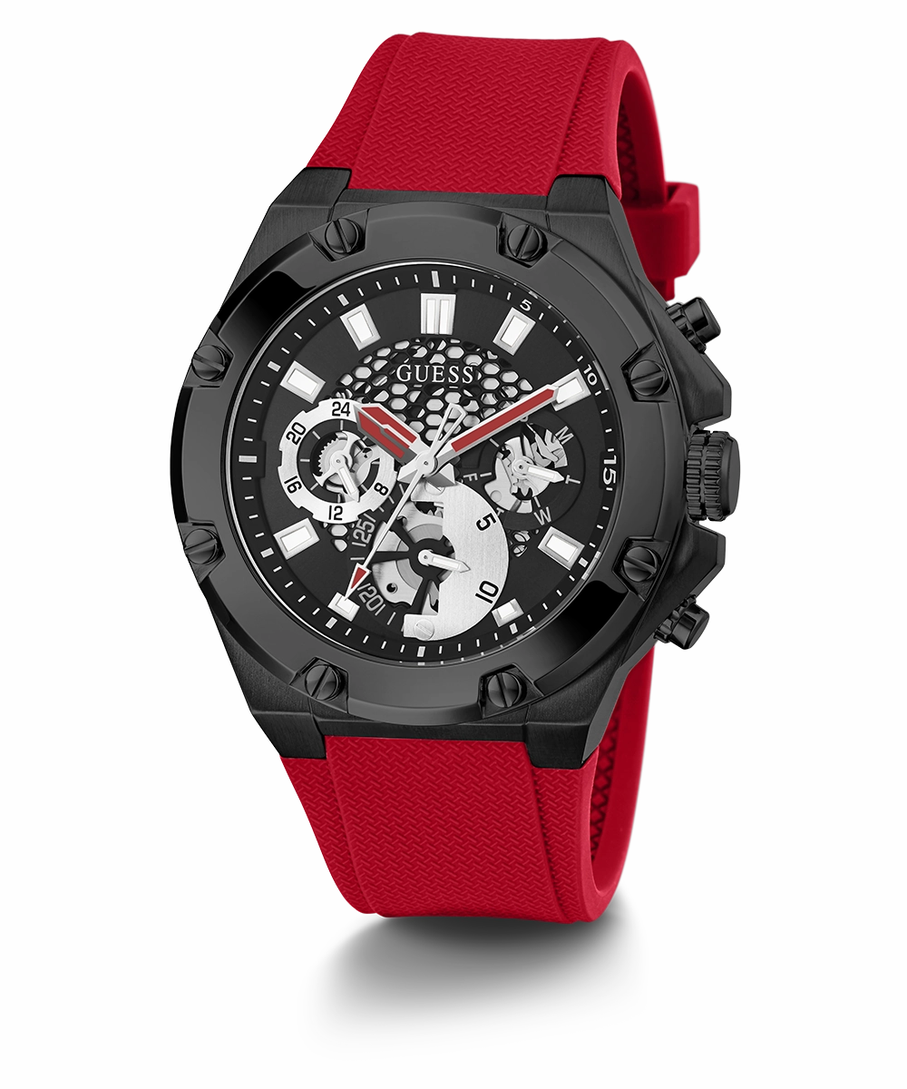 GUESS Mens Red Black Multi-function Watch