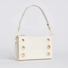 Hammitt Montana Leather Clutch Sml Handbag Calla Lily White/Brushed Gold