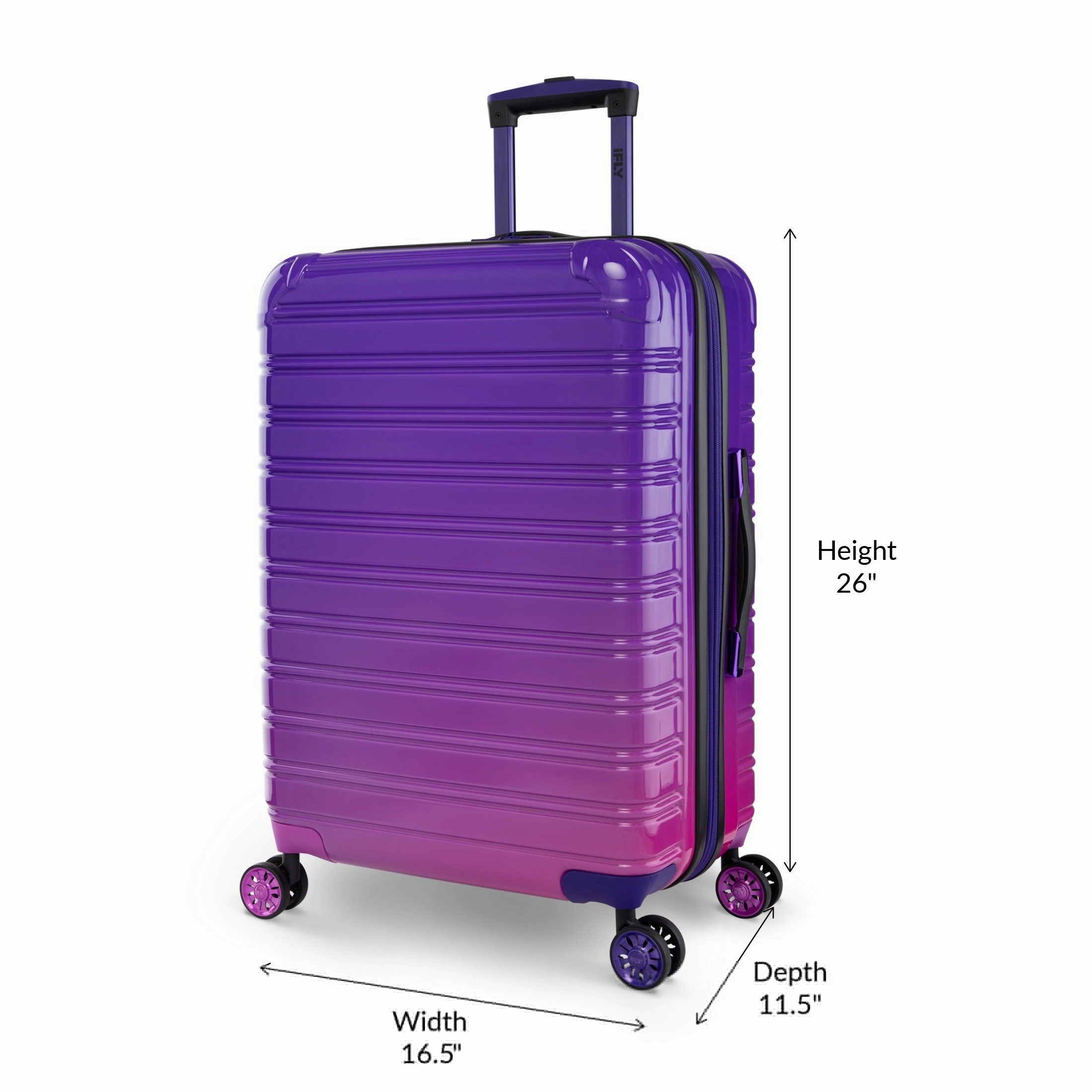 iFLY 9-H486FT-24 Hardside Fibertech Luggage 24" Checked Luggage, Midnight Berry