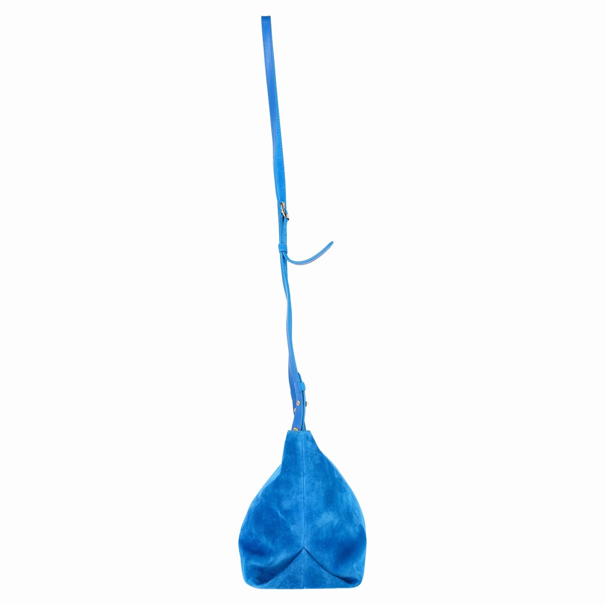 Khaite Augusta Clutch Bag with Strap in Blue Suede