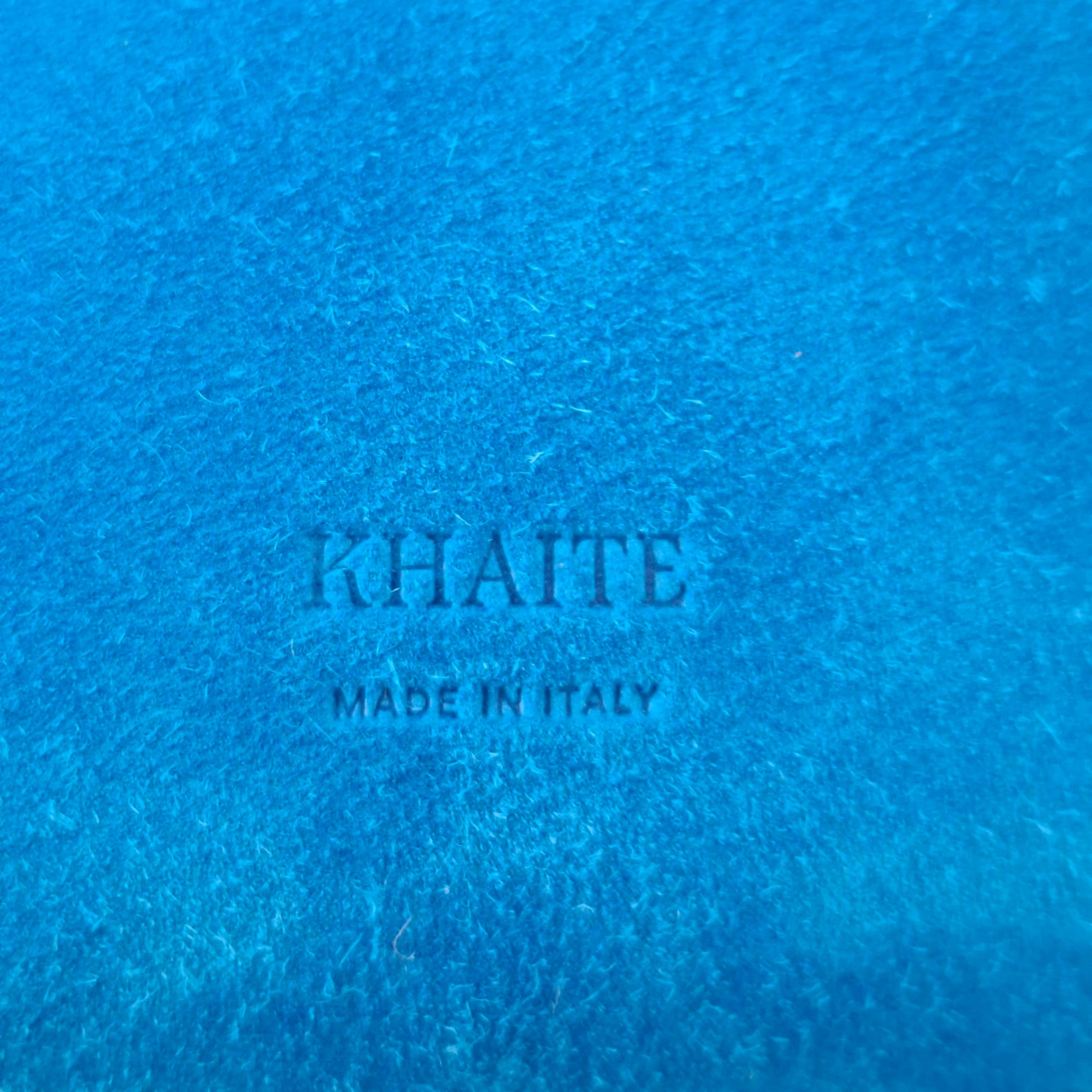 Khaite Augusta Clutch Bag with Strap in Blue Suede