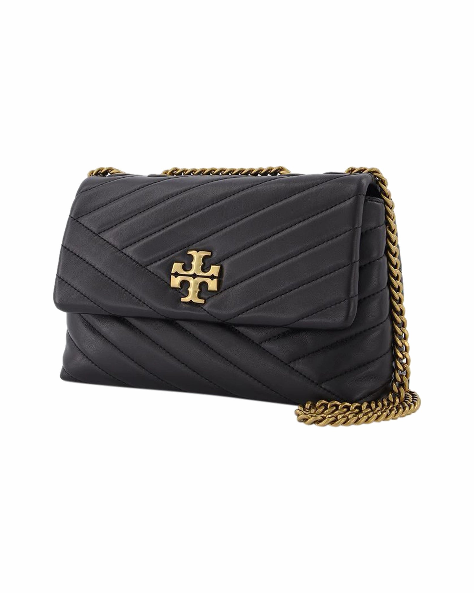 Kira Chevron Small Hobo Bag - Tory Burch -  Black - Leather