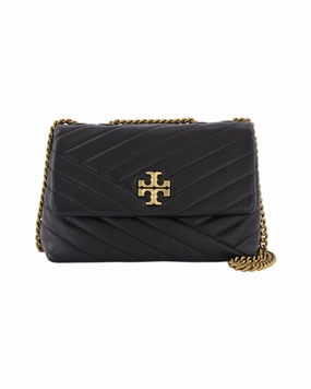 Kira Chevron Small Hobo Bag - Tory Burch -  Black - Leather