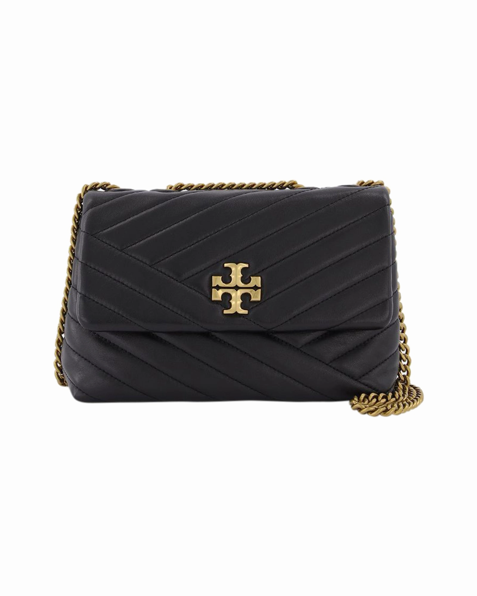 Kira Chevron Small Hobo Bag - Tory Burch -  Black - Leather
