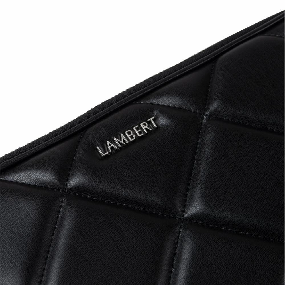 La Jasmyn - Pochette d'ordinateur matelassée en cuir vegan noire (16 pouces)