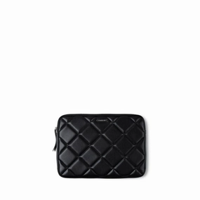 La Jasmyn - Pochette d'ordinateur matelassée en cuir vegan noire (16 pouces)