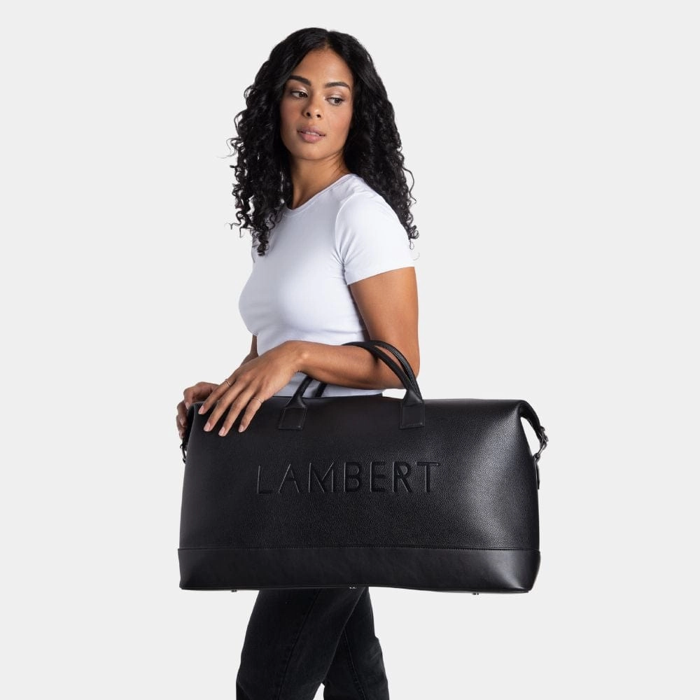 Le June - Sac de voyage fourre-tout en cuir vegan noir recyclé