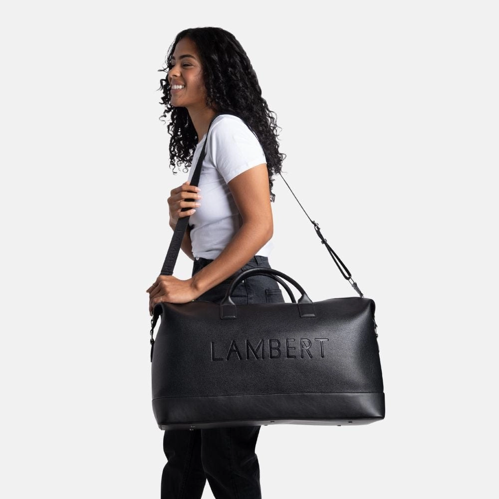 Le June - Sac de voyage fourre-tout en cuir vegan noir recyclé