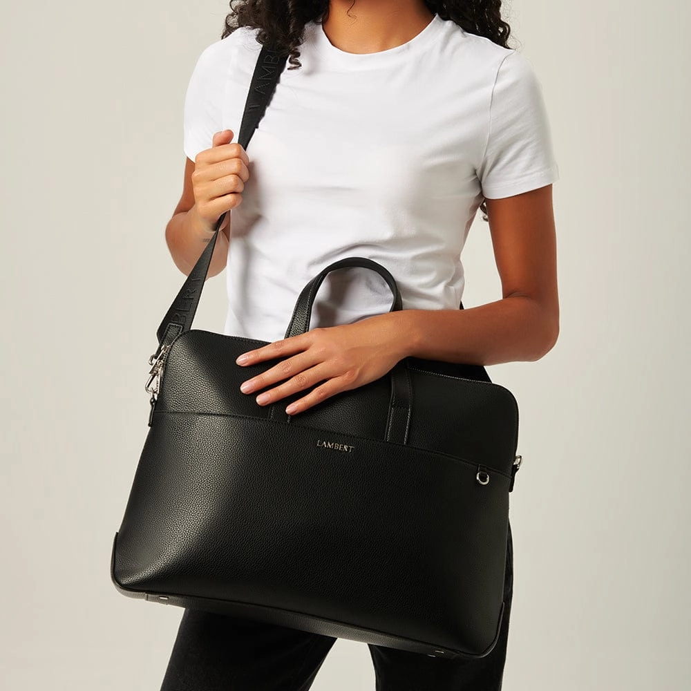 Le Malorie - Mallette 2-en-1 en cuir vegan noir recyclé