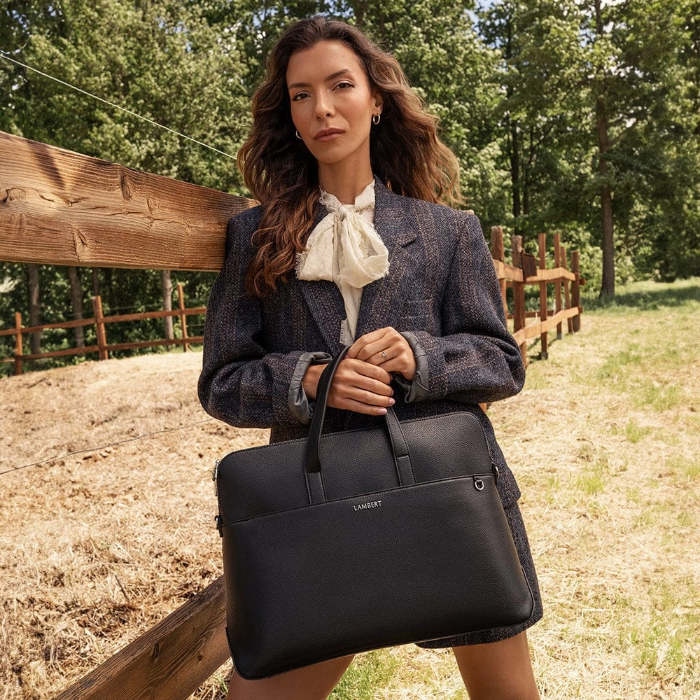 Le Malorie - Mallette 2-en-1 en cuir vegan noir recyclé