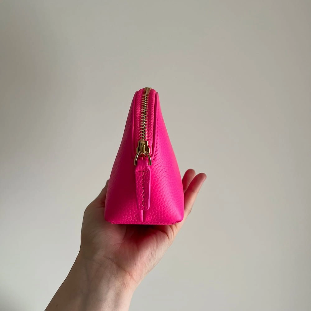 Leather Makeup Case -- Neon Pink