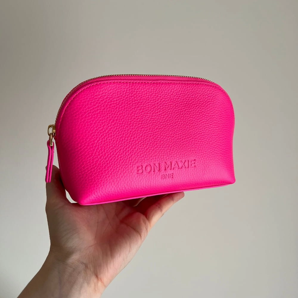Leather Makeup Case -- Neon Pink