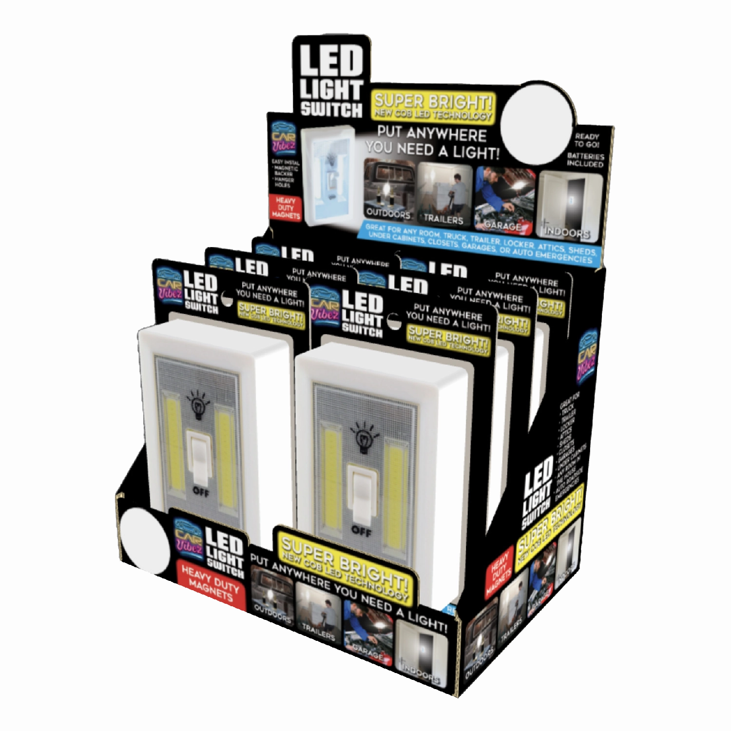 LED Light Switch with Magnets - 6 Pieces Per Retail Ready Display 23692
