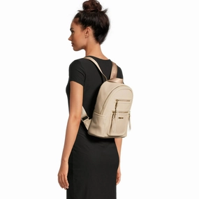 Madden NYC Women's Mini Backpack with Embellished Pouch, Beige