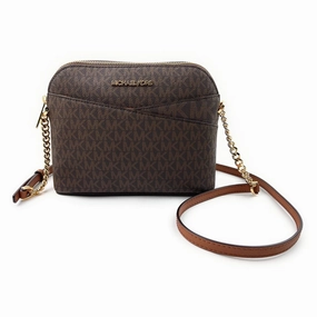 Michael Kors 35F1GTVC6B-200 Jet Set Medium Crossbody Leather Handbag Brown with Adjustable Strap