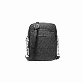 MICHAEL KORS 35F1STVC2B-001 Women's Jet Set Travel Medium Logo Crossbody Bag, Black