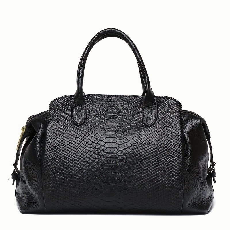 MICHROE Genuine Leather Tote Bag Luxury Crossbody Handbag for Women - Black