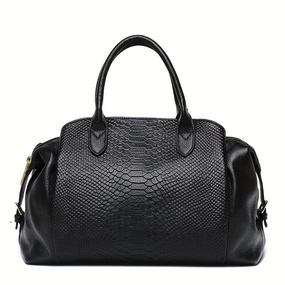 MICHROE Genuine Leather Tote Bag Luxury Crossbody Handbag for Women - Black