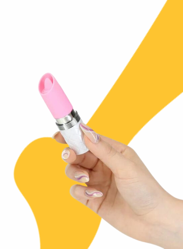 Pillow Talk LUSTY Swarovski Crystal Mini Lipstick Clitoral Vibrator with Flickering Tongue Pink