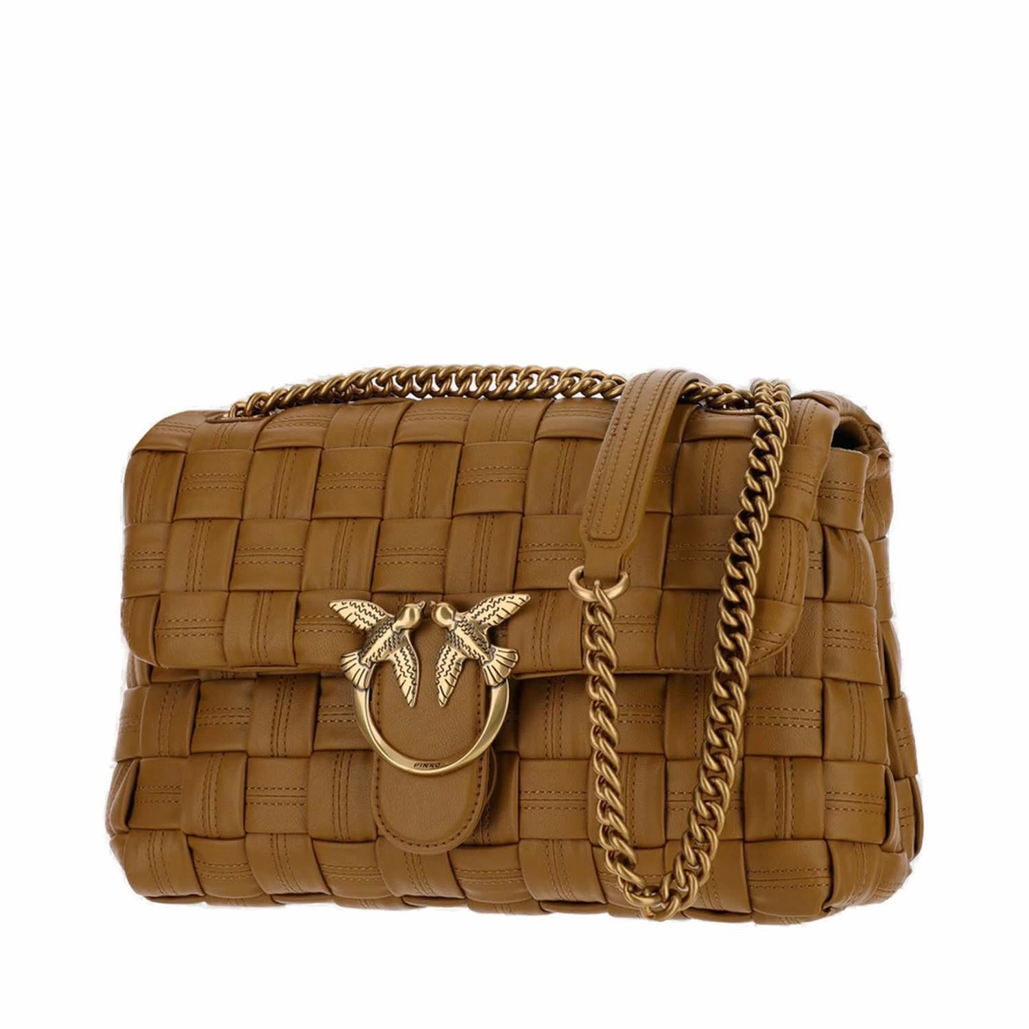 Pinko Classic Love Logo Plaque Foldover Shoulder Bag