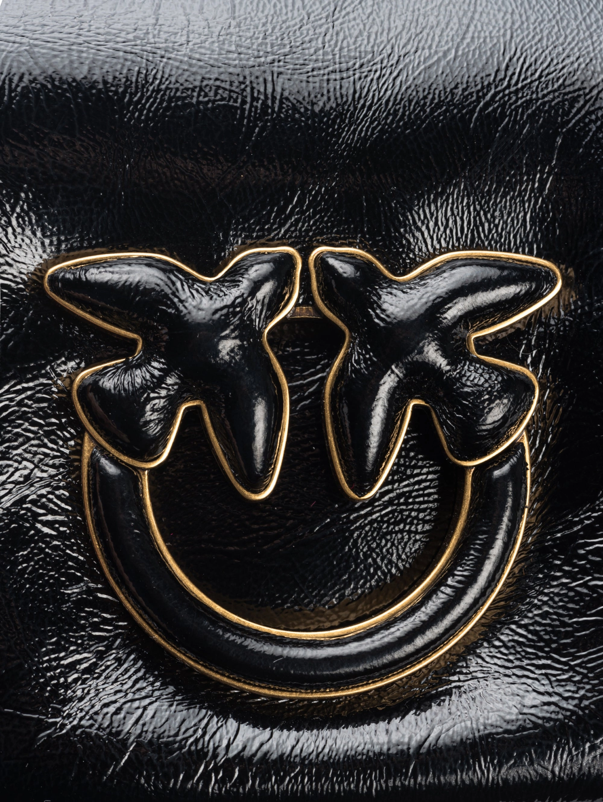 Puff Bag in Leather with Soft Naplack Effect Black
