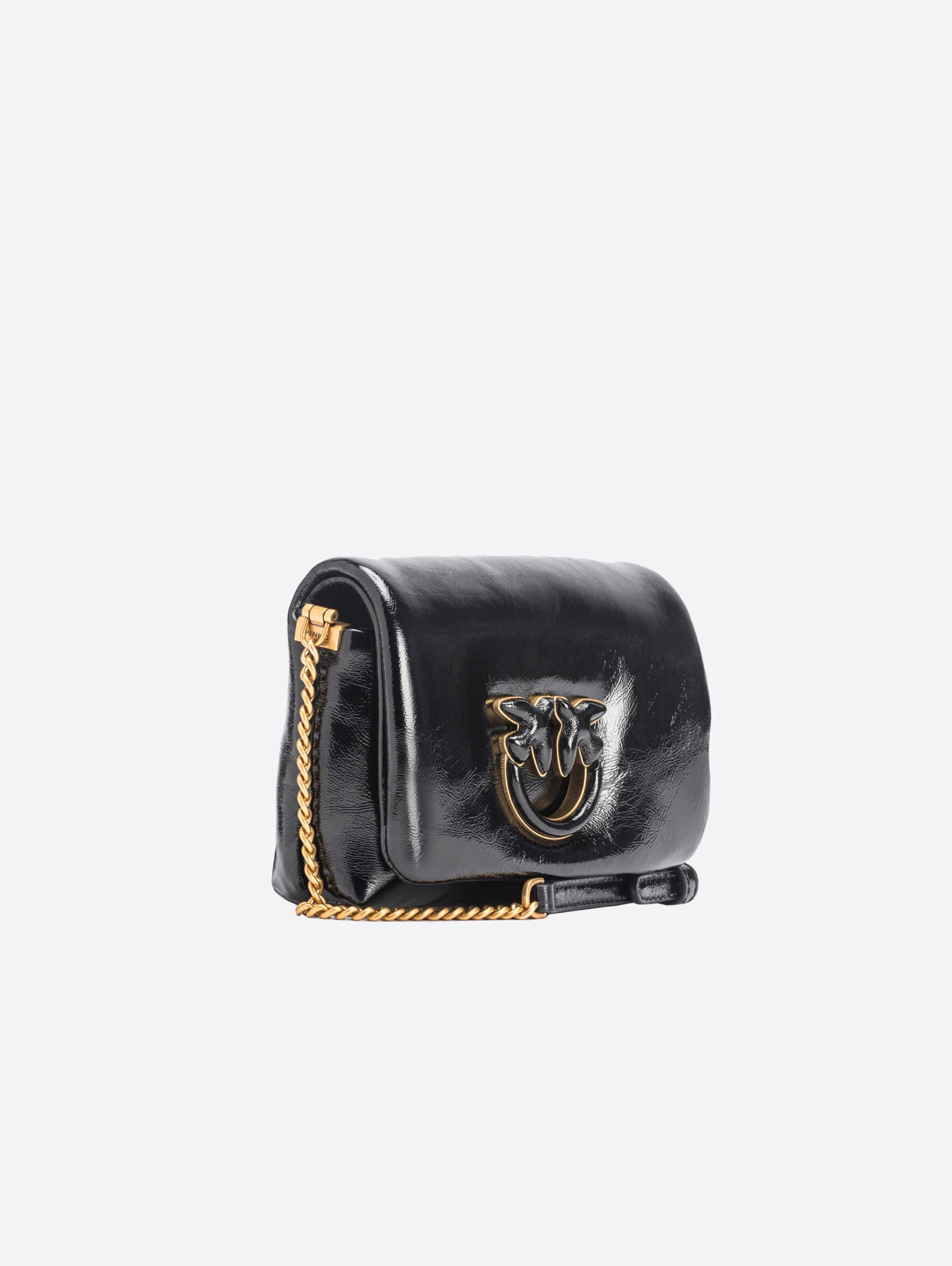 Puff Bag in Leather with Soft Naplack Effect Black
