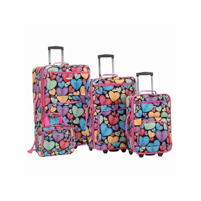 Rockland F125-NEWHEART Jungle 4 Piece Softside Expandable Luggage Set